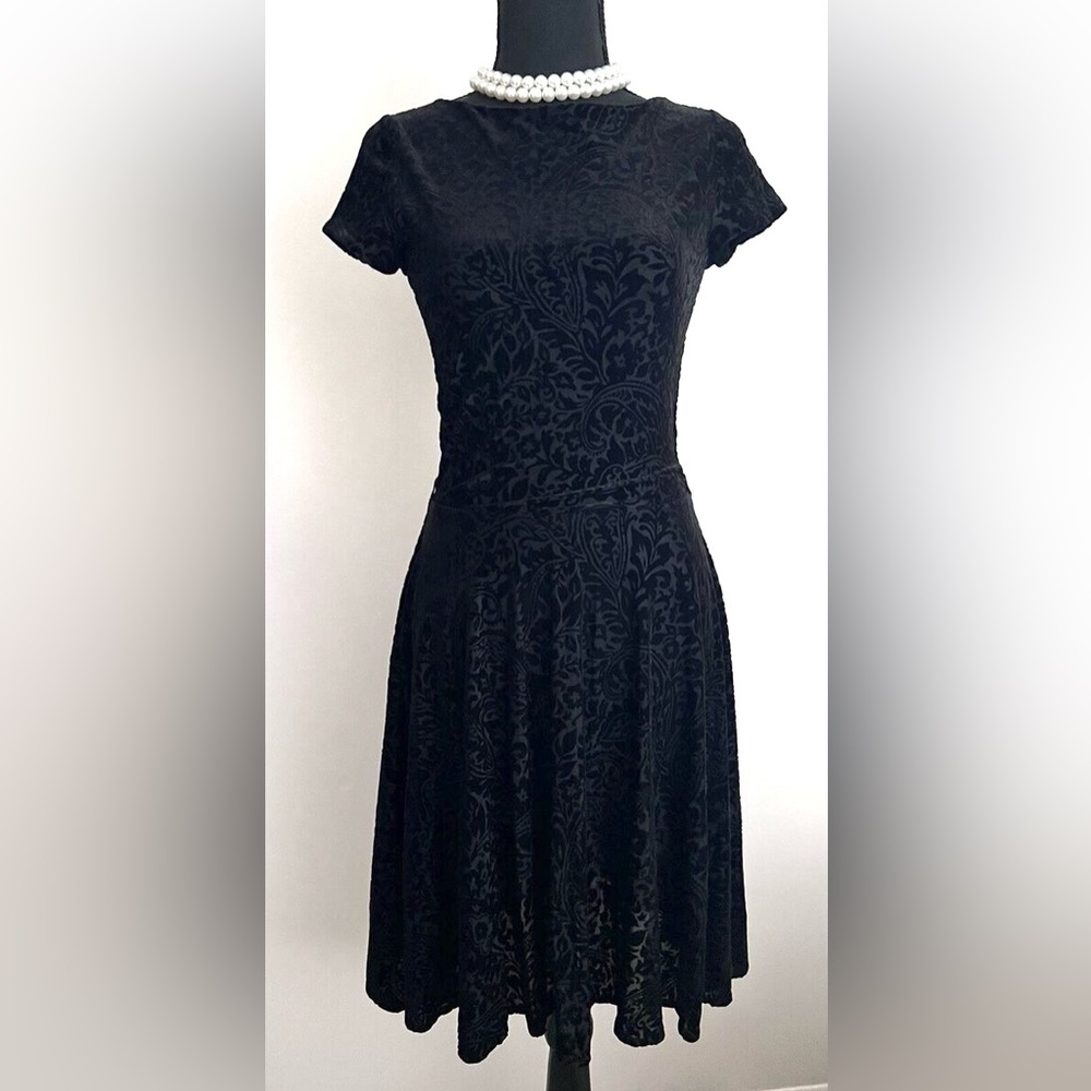 Lauren Ralph Lauren Black Floral Velvet Dress